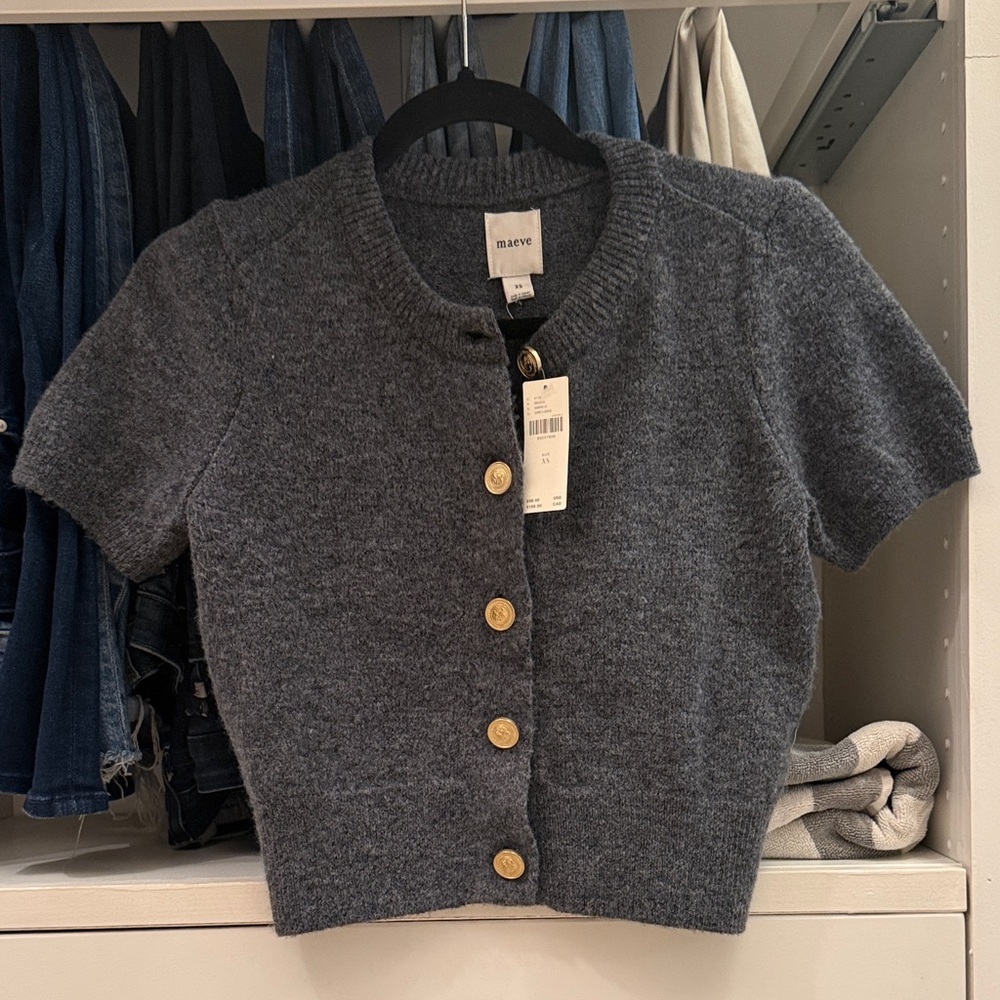 Maeve Charcoal Cardigan with Gold Buttons